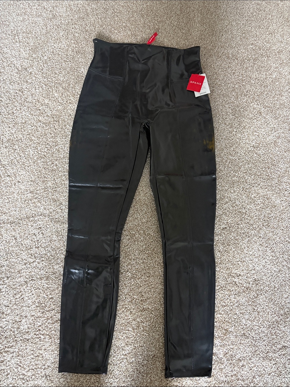 SPANX Womens Patent Black Skinny Shaping Leggings